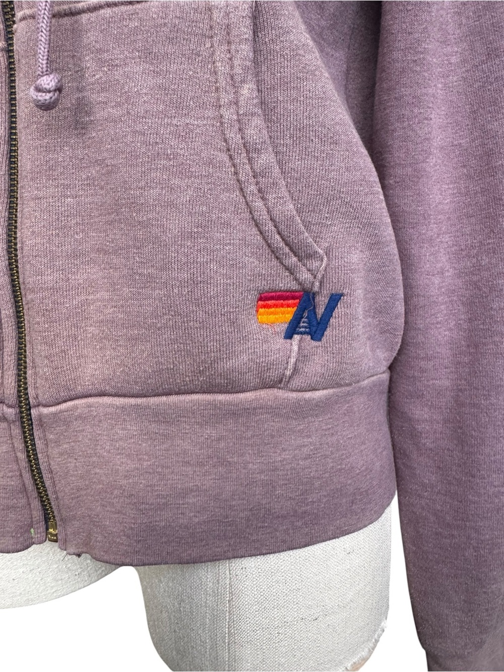 Aviator Nation Bolt Stitch 2 Zip Hoodie in Faded Mocha XS - Picture 12 of 15